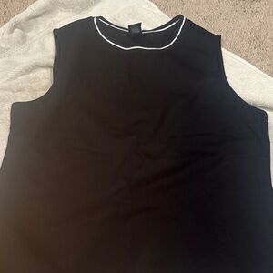 Tahari Black Tank Top with White Piping